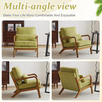 VINGLI Upgraded Premium Corduroy Accent Chair,Upholstered Arm Chair,Solid Wood Comfy Reading Chair with Pillow, Mid Century Modern Chairs for Living Room,Bedroom,Guest Room,Green