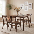 Giantex 5-Piece Dining Table Set for 4, Mid-Century Modern Kitchen Table and Chairs Set with Solid Rubber Wood Frame, Wooden Dinette Set for Small Space, Dining Room, Breakfast Nook