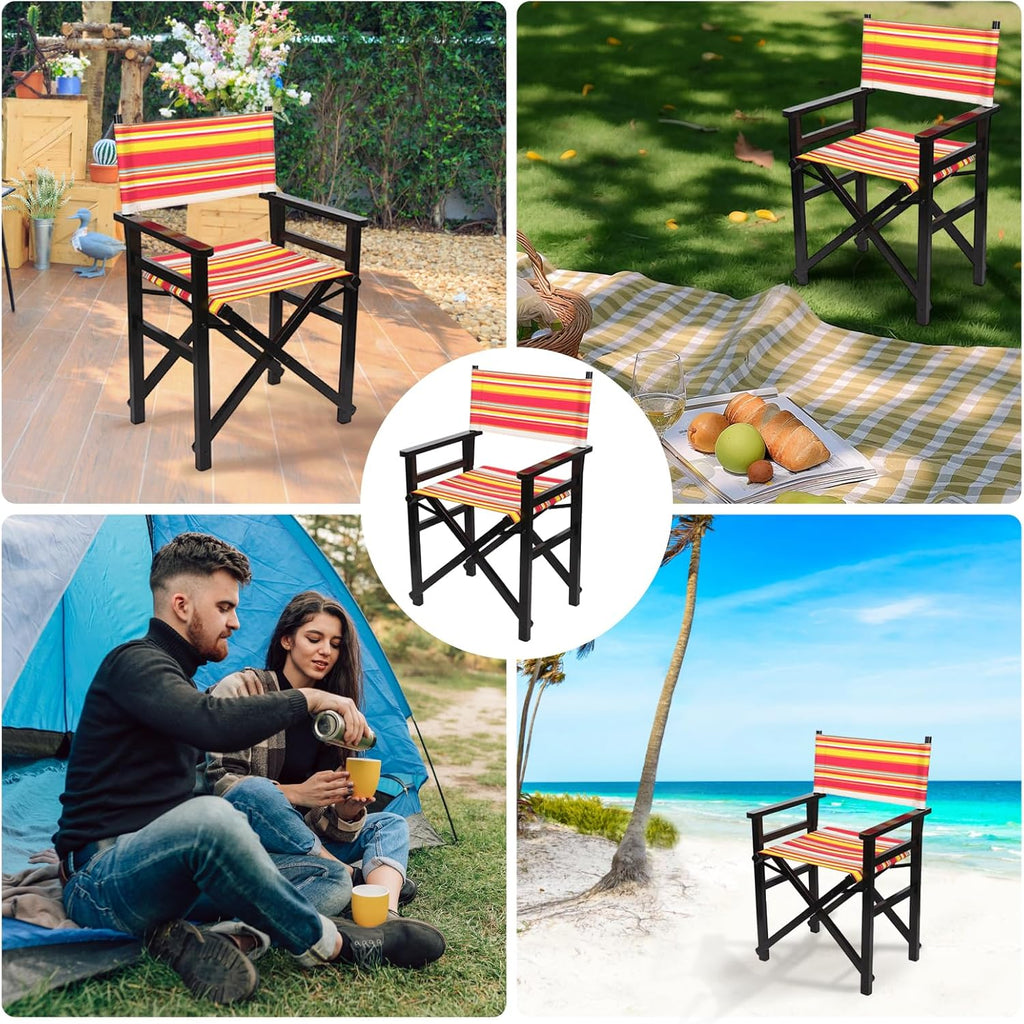 Director Chair Replacement Canvas, Directors Chair Replacement Covers For Beach Chairs, White Black Red Rainbow Canvas Seat Stool Protector For Home Director (Multi-Color)