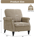 Accent Chair for Living Room, Modern Mid Century Reading Chair Armchair High Back Upholstered Armchair with Wooden Legs for Living Room Bedroom Office (Brown, 1PCS)