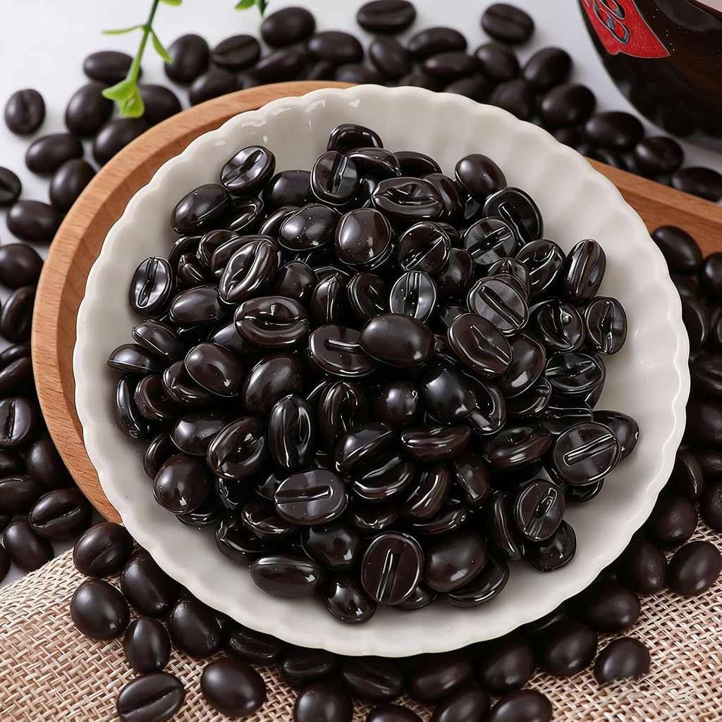 Faux Coffee Beans, 453g(1360pcs) Mini Resin Artificial Coffee Beans Artificial Plant for Home Kitchen Decor Cafe Shop Cabinet Display Photography Props (Only for Decoration)