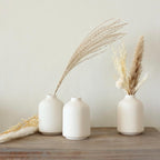 Carrot's Den - Set of 6 White Mini Ceramic Vases for Home Decor | Boho Bud Vases in Bulk for Dry Flowers + House Plants | Wedding, Home, Centerpiece, Modern, Japandi, Farmhouse, Minimalist