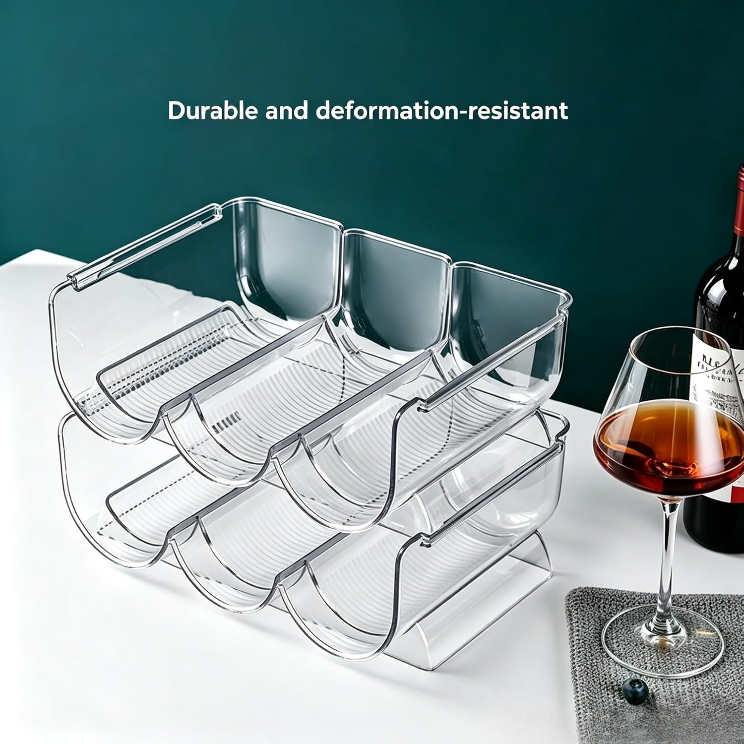 Transparent Wine Rack Stackable Bottle Holder for Refrigerator Beverage Storage and Organization at Home (2 Link)