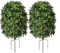 Artificial Topiary Trees, Set of 2 Faux Boxwood Topiary Ball Tree | UV Resistant, Indoor Outdoor, Front Porch Decor, Garden Yard & Balcony