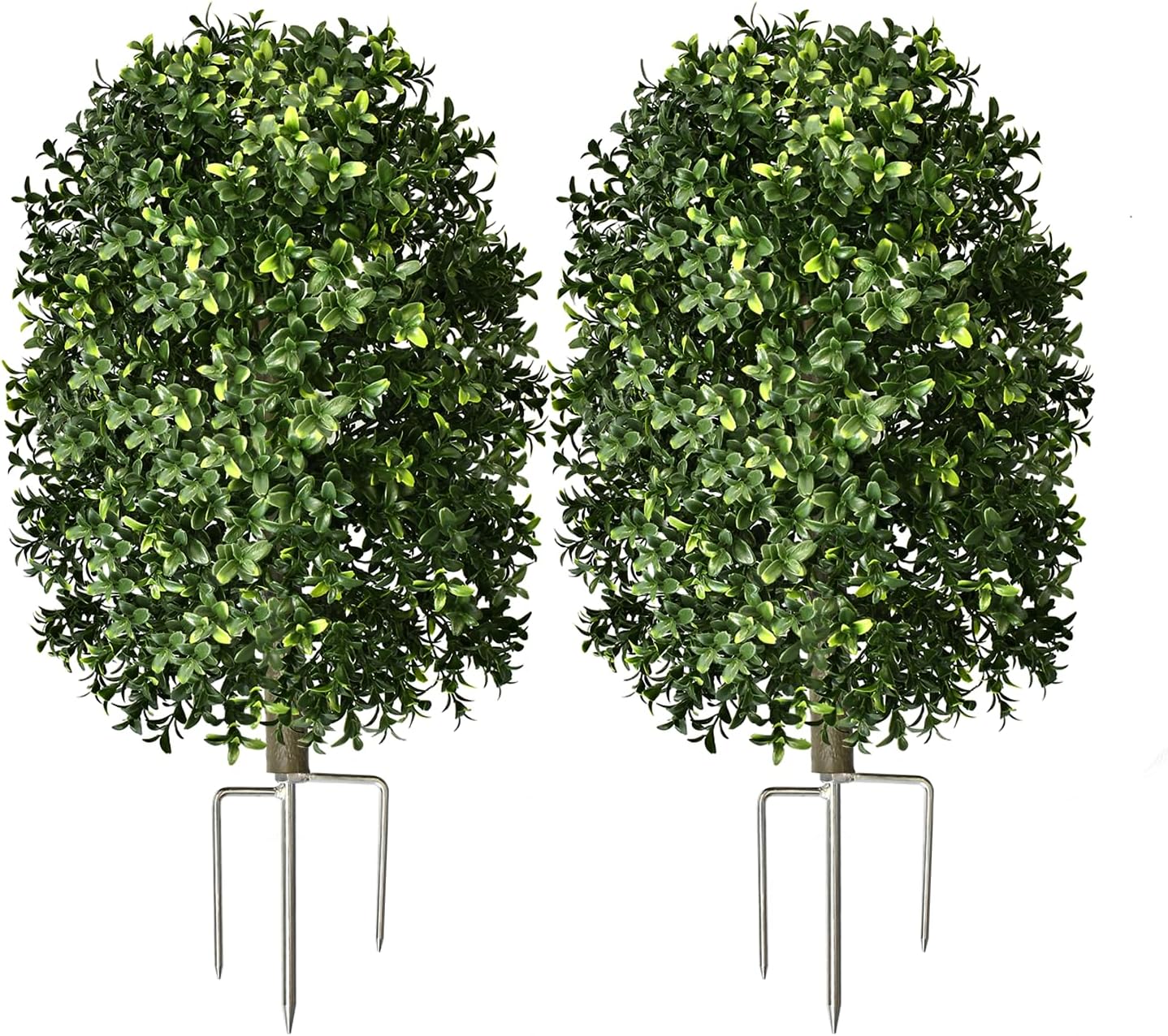 Artificial Topiary Trees, Set of 2 Faux Boxwood Topiary Ball Tree | UV Resistant, Indoor Outdoor, Front Porch Decor, Garden Yard & Balcony