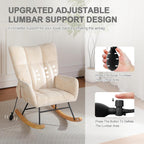 Rocking Chair Nursery with Airbag, Nursery Rocking Reading Chair Indoor, Cozy Upholstered Glider Rocker Chairs for Living Room Bedroom Offices, Sillas Mecedoras(Chenille, Beige)