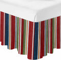 Red Green Striped Bed Skirt Queen Size 16 Inch Drop, Adjustable Elastic Bedskirt Dust Ruffle for Queen Bed, Farmhouse Vintage Minimalist Stripe Wrap Around Bed Skirts Luxurious Pleated Bed Frame Cover