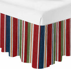 Red Green Striped Bed Skirt Queen Size 16 Inch Drop, Adjustable Elastic Bedskirt Dust Ruffle for Queen Bed, Farmhouse Vintage Minimalist Stripe Wrap Around Bed Skirts Luxurious Pleated Bed Frame Cover