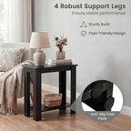 Tangkula 2-Tier Wooden Narrow End Table, Open Storage Side Nightstand, Retro Space Saving Sofa Accent Table for Living Room Bedroom, Easy Assembly (Black,2)