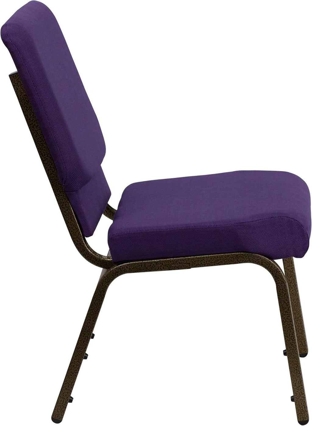 EMMA + OLIVER Stacking Auditorium Chair with 19" Seat - Royal Purple Fabric/Gold Vein Frame