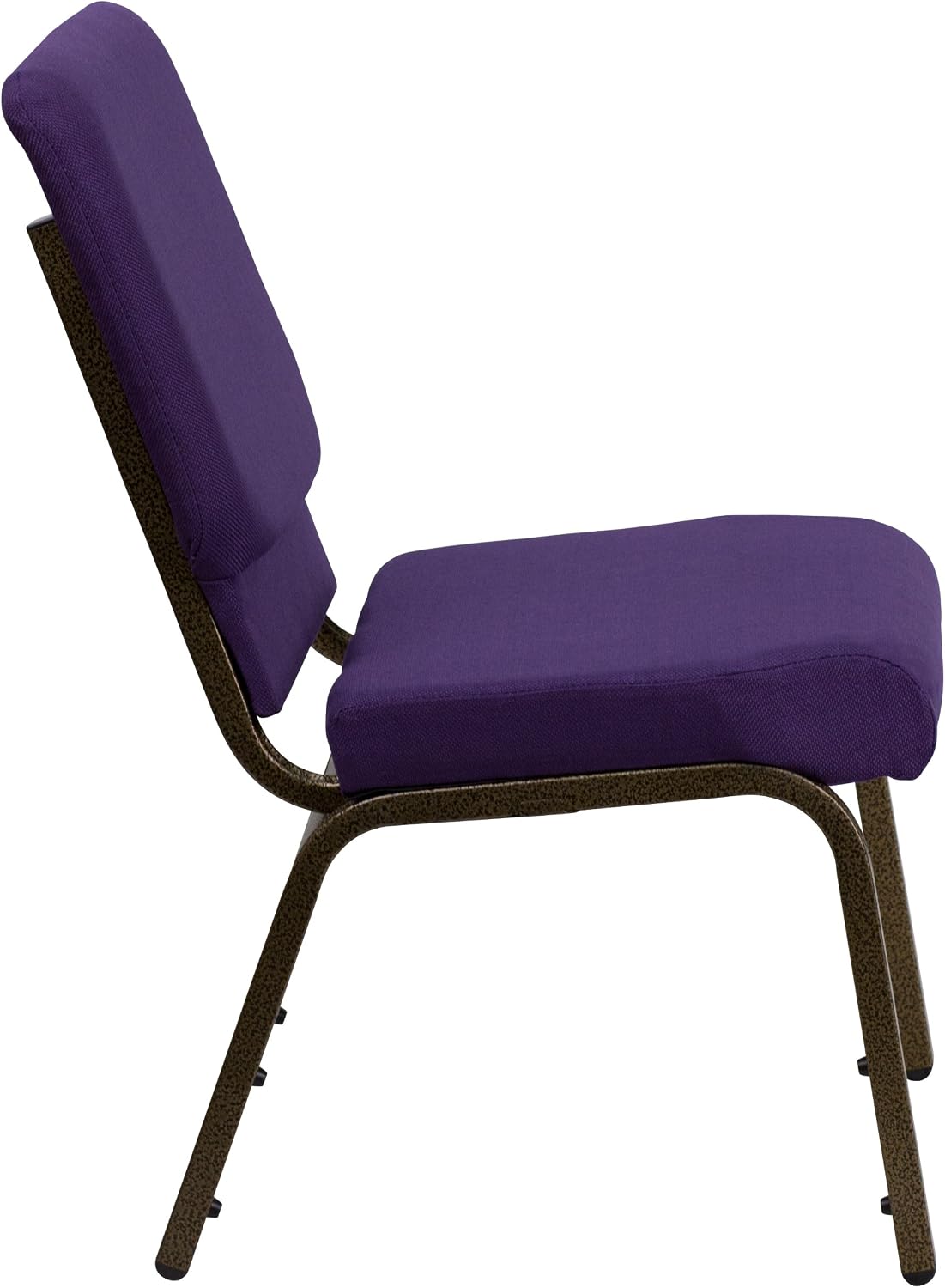 EMMA + OLIVER 18.5" W Stack Church Chair, Royal Purple Fabric/Gold Vein Frame