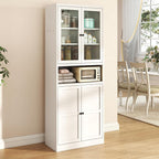 LUMISOL 72" Tall Metal Kitchen Pantry with Adjustable Shelves, Kitchen Storage Cabinet with Doors, Heavy Duty Pantry Organizer with Stainless Steel Frame, for Dining Room Office Living Room, White