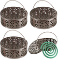 4Pcs Portable Mosquito Coil Holder, Coil Incense Holder with Handle Round Heat-Resistant Mosquito Incense Burner for Indoor Outdoor Hanging Camping Patio (Bronze)