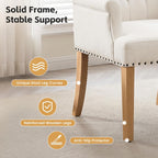 Upholstered Dining Chairs, Modern Fabric Dining Room Chairs with Arms, Tufted High Back Armchair with Solid Wood Legs for Dining Living Room, Kitchen, Beige