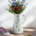 Enra 12.2" Blue and White Ceramic Vase with Handle – Handcrafted Large Chinoiserie Pitcher Vase for Fresh Flowers, Tall Decorative Vase for Living Room Focal Point, Bookshelf & Floor Accent