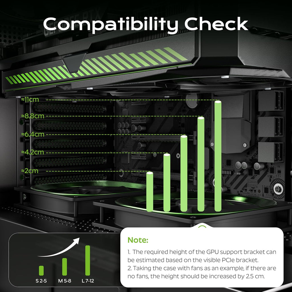 acer GPU Support Bracket, GPU Sag Bracket, Graphics Card GPU Stand with Magnet & Non-Slip Base, Video Card Holder (M, 50-80mm)
