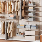 Homsorout Closet Organizers Bins 6 Packs - Large Closet Shelf Organizer with Handles, Fabric Trapezoid Storage Bins, Collapsible Storage Cubes for Clothes, Towels, Light Gray