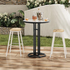 HOOBRO Bar Table, 23.6-Inch Round Pub Table, Frosted Glass Cocktail Table with Sturdy Iron Frame & Adjustable Feet, Modern Small Coffee for Home Bar, Kitchen, Living Room, Outdoor, Black BK96BT01
