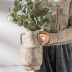 Mitt&Ditt Ceramic Flower Vase with Handles, 11 inch Tall Vase for Centerpieces, Large Decorative Terracotta Vases, Farmhouse Rustic Vases for Home Decor, Living Room, Table, Neutral