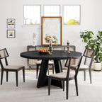 Tribesigns 47 inch Round Dining Table Wood Kitchen Table for Dining Room, 47" Dinner Room Tables for 4-6, Farmhouse Accent Furniture with Wooden Tabletop and Cross Base, Black