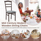 Giantex Wooden Dining Chairs Set of 4, Upholstered Kitchen Chair w/Rubber Wood Frame, Linen Fabric Padded Seat, High Curved Back, Farmhouse Accent Side Chairs for Dining Room Living Room