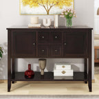 Knocbel Vintage Wood Console Table Buffet Sideboard with 4 Storage Drawers, 2 Cabinets & Bottom Shelf, Entryway Hallway Foyer Table Cupboard Coffee Bar Cabinet (Espresso 44.5")