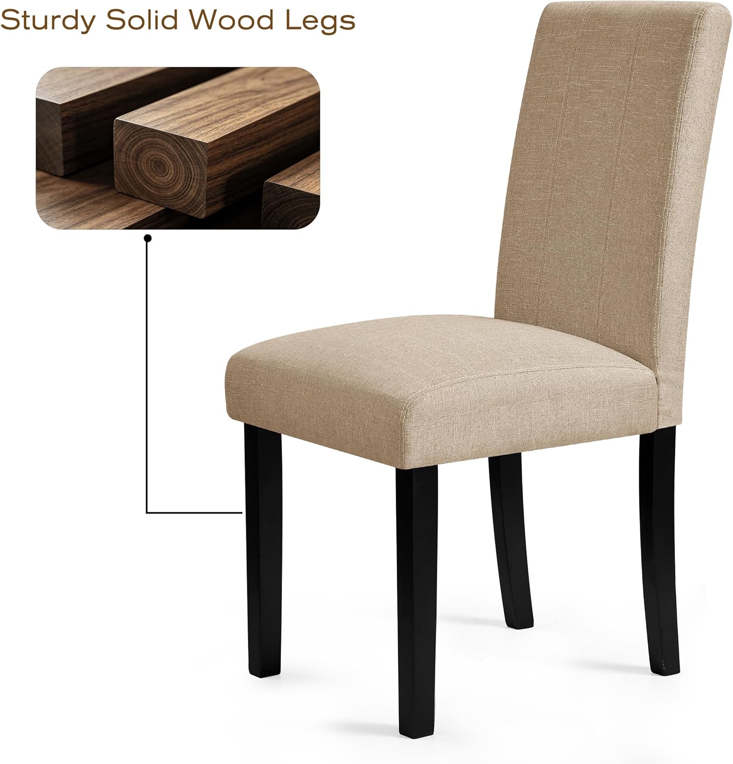 Wooden Dining Chairs Set of 4, Modern Farmhouse Upholstered Dining Room Chairs with Solid Wood Legs, Comfy Kitchen Chairs for Living Room/Restaurant, Oatmeal