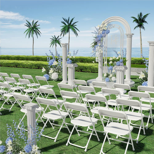 10 Pack Folding Chairs, Portable Party Chairs,Portable Plastic Stackable Commercial Seat with Steel Frame,Capacity for 350lb,for Office Wedding Party Patio Dinning Events