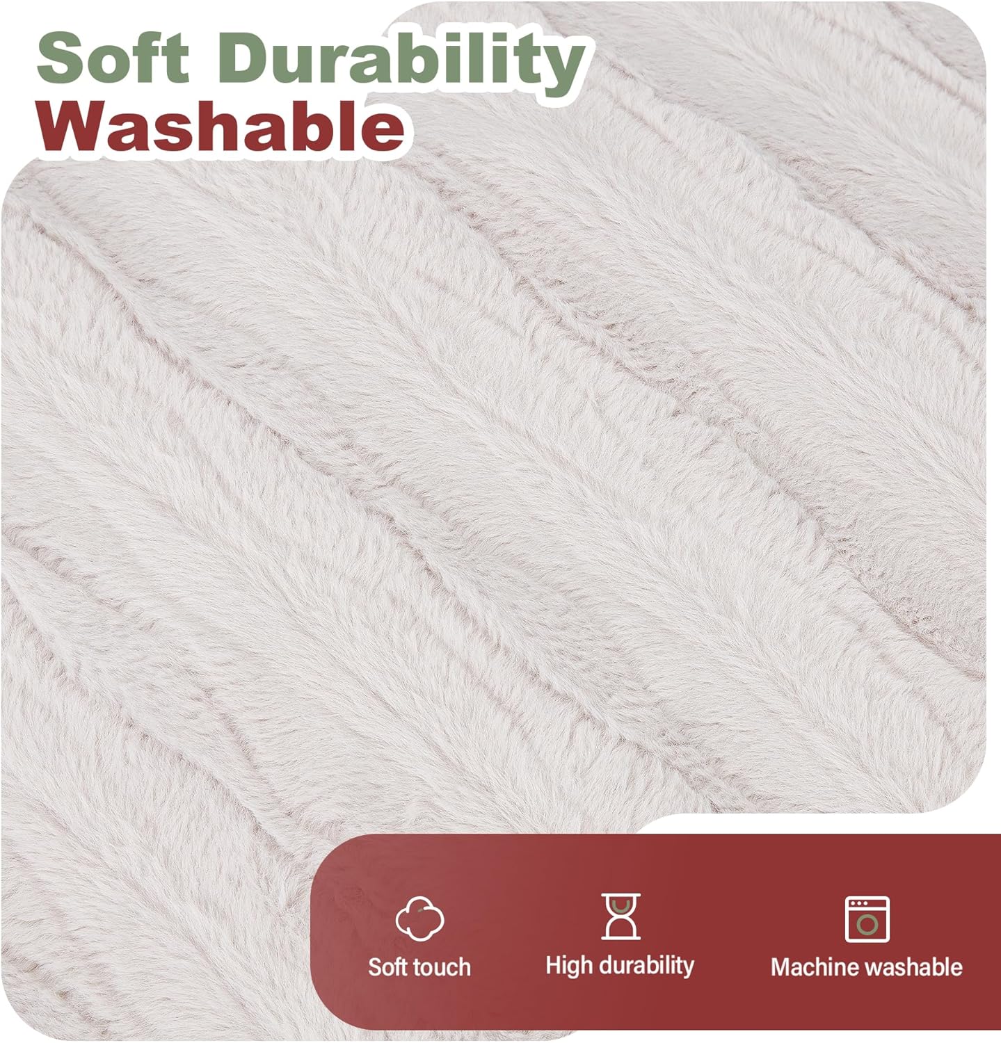 fond + found 5FT Bean Bag Chairs Giant Bean Bag Chair Cover with Wave Pattern Fur Washable Bean Bag Chairs for Adults Filled with Memory Foam for Bedroom Living Room (Oatmeal, 5FT- 50" x 50" x 24")