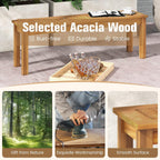 COSTWAY Outdoor Bench, 52” Backless Acacia Wood Narrow Bench for Patio, Park, Garden & Front Porch (1,52”)