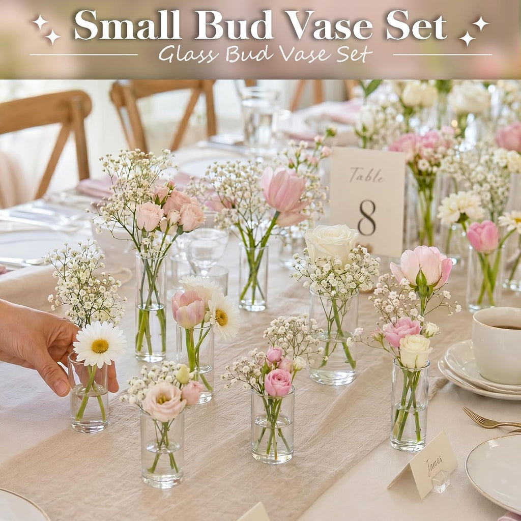 48pcs Glass Cylinder Vases 4,5,6 Inch for Centerpieces,Small Clear Flower Vases for Wedding Decorations and Indoor Home Decor, Hurricane Candle Holder for Table Shelf, Party