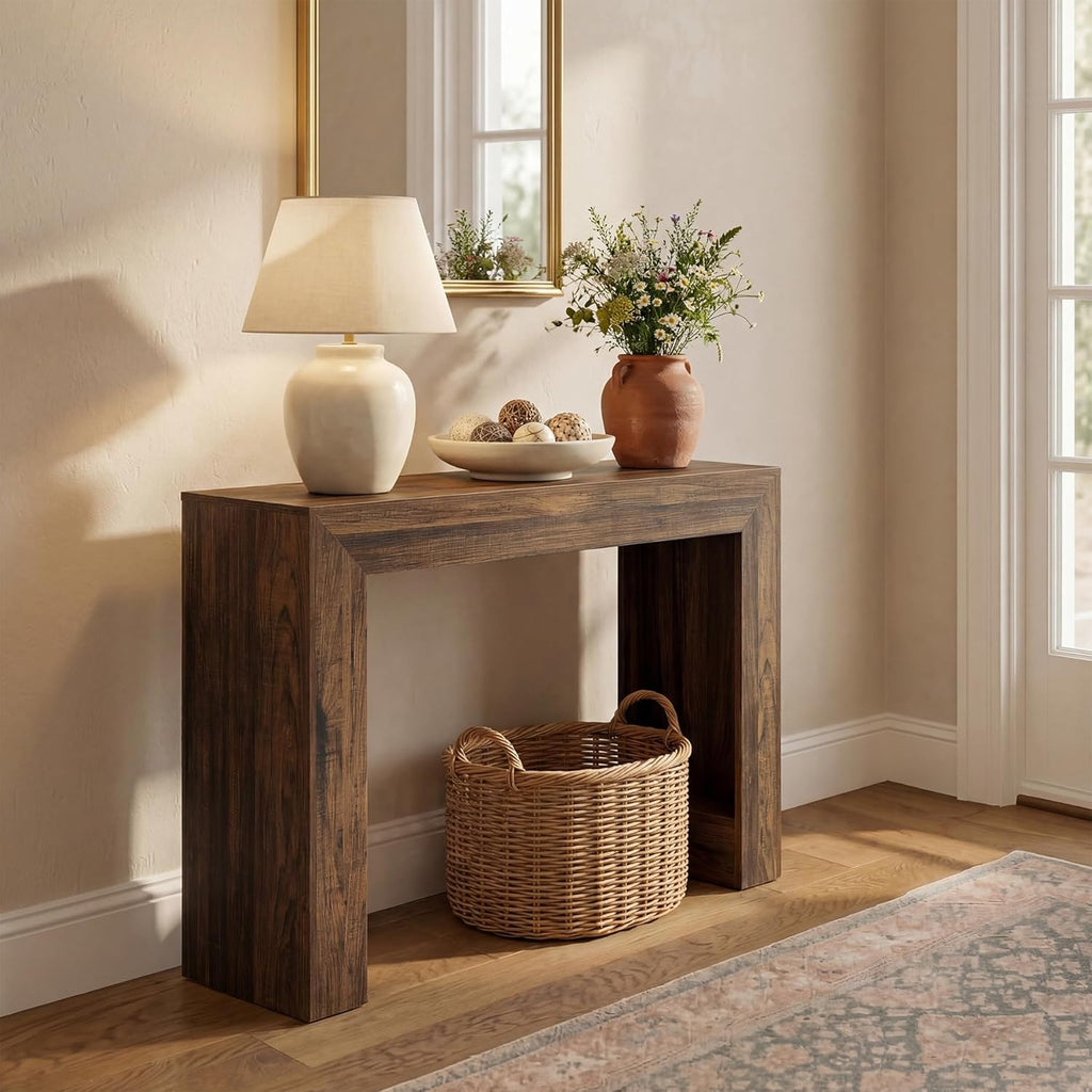 LITTLE TREE 41.3-Inch Console Table, Narrow Entryway Table, Small Sofa Table Behind Couch, for Space Saving, for Living Room, Entryway, Hallway (Retro Brown)