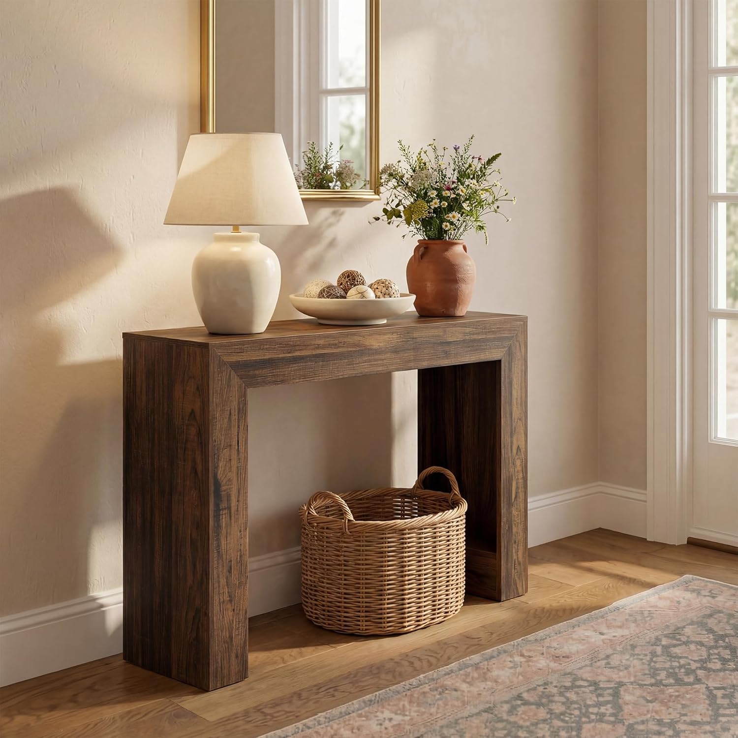 LITTLE TREE 41.3-Inch Console Table, Narrow Entryway Table, Small Sofa Table Behind Couch, for Space Saving, for Living Room, Entryway, Hallway (Retro Brown)