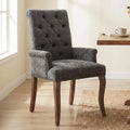 Upholstered Dining Chairs with Arms, Tufted Chenille Kitchen Chairs with Arms, Modern Farmhouse Armchair with Nailhead Trim for Dining Room, Home Office (Gray, 1 Pack)
