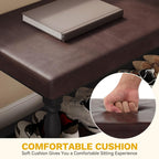 YITAHOME 48 Inch Entryway Bench, Storage Bench with Metal Shelf & Cushioned Seat, Indoor Shoe Rack Bench Seat for Dressing Room, Bedroom, Hallway, Entrance, Brown & Black