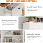 IDEALHOUSE 71" Kitchen Pantry Storage Cabinet with Charging Station, Farmhouse Kitchen Hutch Cabinet with 2 Storage Drawers, Large Food Pantry with Microwave Stand for Dining Room,Living Room,White