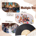 HJX Personalized Wedding Fans for Guests Custom Engraved Bulk Silk Folding Fans Favors for Party
