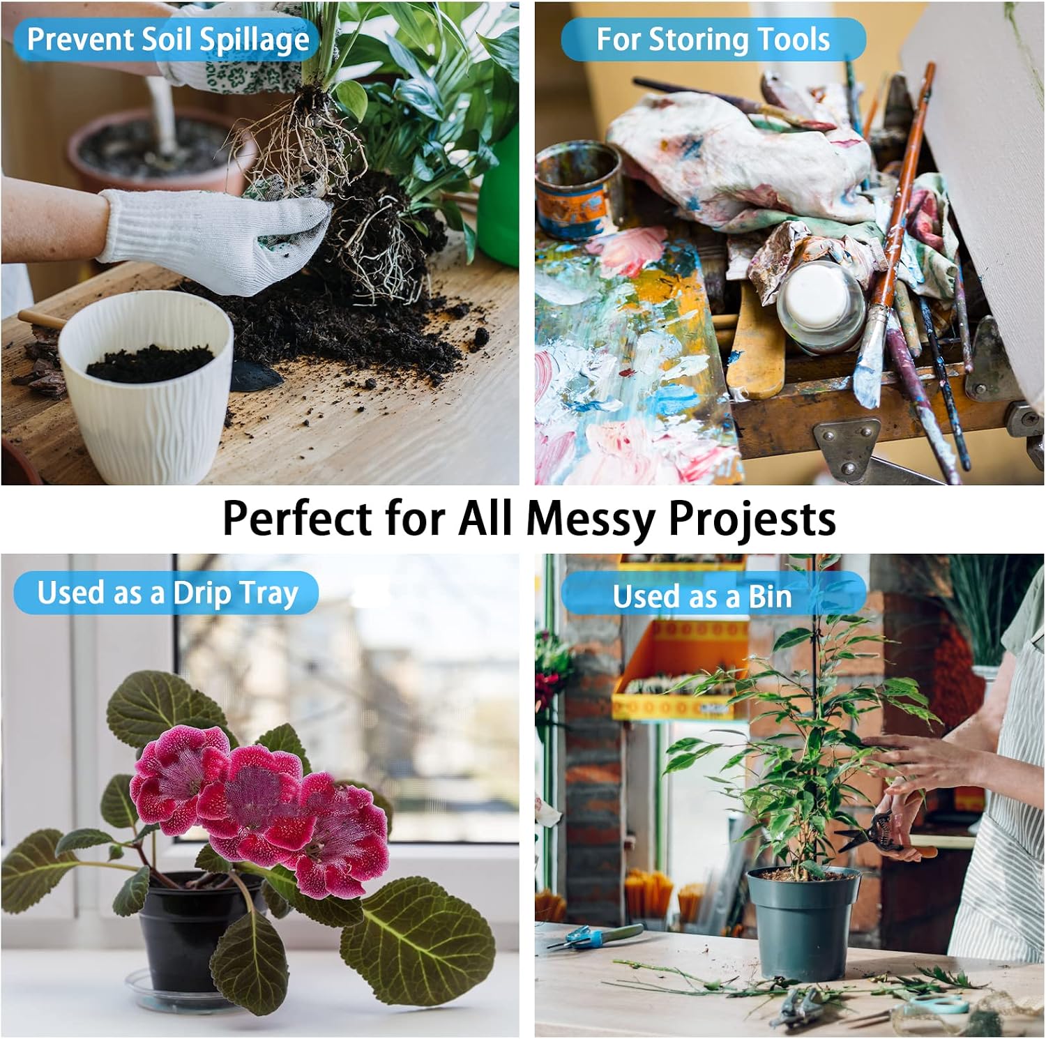 Repotting Mat for Indoor Plants Iridescent Plant Potting Mat Waterproof Potting Repotting Tray Gardening Gifts Mat Cactus Succulent,Orchid Potting Soil Mix Mess Control, 25.6" Garden Tool, Pots Mat