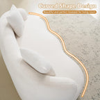 67" Curved Loveseat Sofa for Living Room, Curved Deep Seat Cloud Loveseat with 2 Throw Pillows, Teddy Fabric Modern Loveseat for Small Spaces, White Loveseat, No Assembly Required