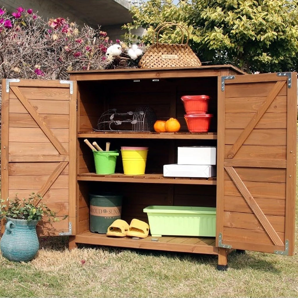 Wooden Potting Bench with Storage Cabinet and Waterproof Box Outdoor Garden Table with 2 Shelves and Tool Organizer for Backyard Or Patio,One Color-Blue