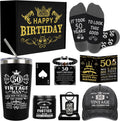 50th Birthday Gifts for Men - Unique Birthday Box with 20 Oz Tumbler, Baseball Cap, Socks, Bracelets, Scented Candle, Happy 50th Birthday Decorations for Husband, Dad, Grandpa, Friends, Boss