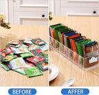 Cinnvoice 2 Pcs Tea Bag Storage Acrylic Clear Tea Drawer Organizer for Drawers, Kitchen, Cabinets, Pantry, Countertops