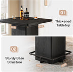 Tribesigns Bar Table, 39.37" High Square Pub Table for Small Bars, Dining Room, Kitchen, Black (Only Table) (Black)