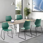 KLASIKA Stacking Chairs, Stackable Waiting Room Chairs, Conference Chair with Back & Church Chairs No Wheels with Metal Legs, Suitable for Offices Conference Training Waiting Room Set of 4, Green