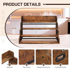LIVELYGLOW 19.6”W x 15.74" D x 12.5" H Inches Versatile 4-Step Coffee Syrup & Water Bottle Organizer Rack Multi-Functional Retro Display Shelf for Kitchen or Bar, Holds Liquor & Spirits, Wooden