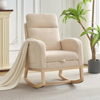 Rocking Chair Nursery, Nursing Rocking Chairs with Foot Rest for Mom Nursery,Rocker Glider Chair with High Backrest for Living Room, Bedroom, Upholstered Lounge Chair with Solid Wood Base for Relaxin