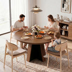 iPormis 47-Inch Round Dining Table for 4-6 People, Modern Wooden Kitchen Table for Dining Room, Farmhouse Circle Dinner Tables Furniture for Kitchen Living Room, Walnut Brown
