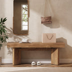Tribesigns Farmhouse Wooden Dining Bench, 47" Indoor Entryway Bench with Sturdy Frame for Dining Room, Livingroom, Hallway, End of Bed (Rustic Brown)