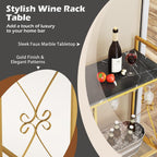 Giantex 21-Bottle Wine Rack Freestanding Floor, Wine Bar Table with 6-Glass Wine Glass Holder, Industrial Wine Display Storage Shelf, Liquor Coffee Bar Cabinet for Home, Dining Room (Gold+Black)