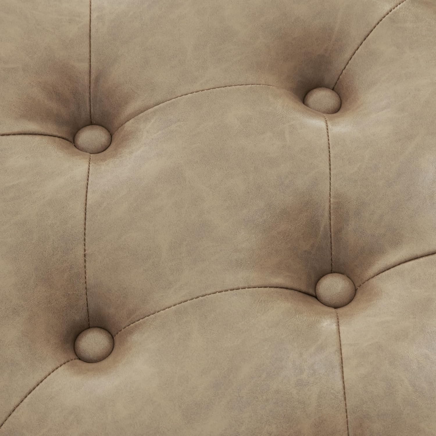 Zihanhome Leather Ottoman with Storage, Upholstered Button Tufted Ottoman Foot Rest, Foot Stools, 24" Rectangle Ottomans with Storage for Living Room, Bedroom, Dorms and Apartments (Taupe Brown-PU)